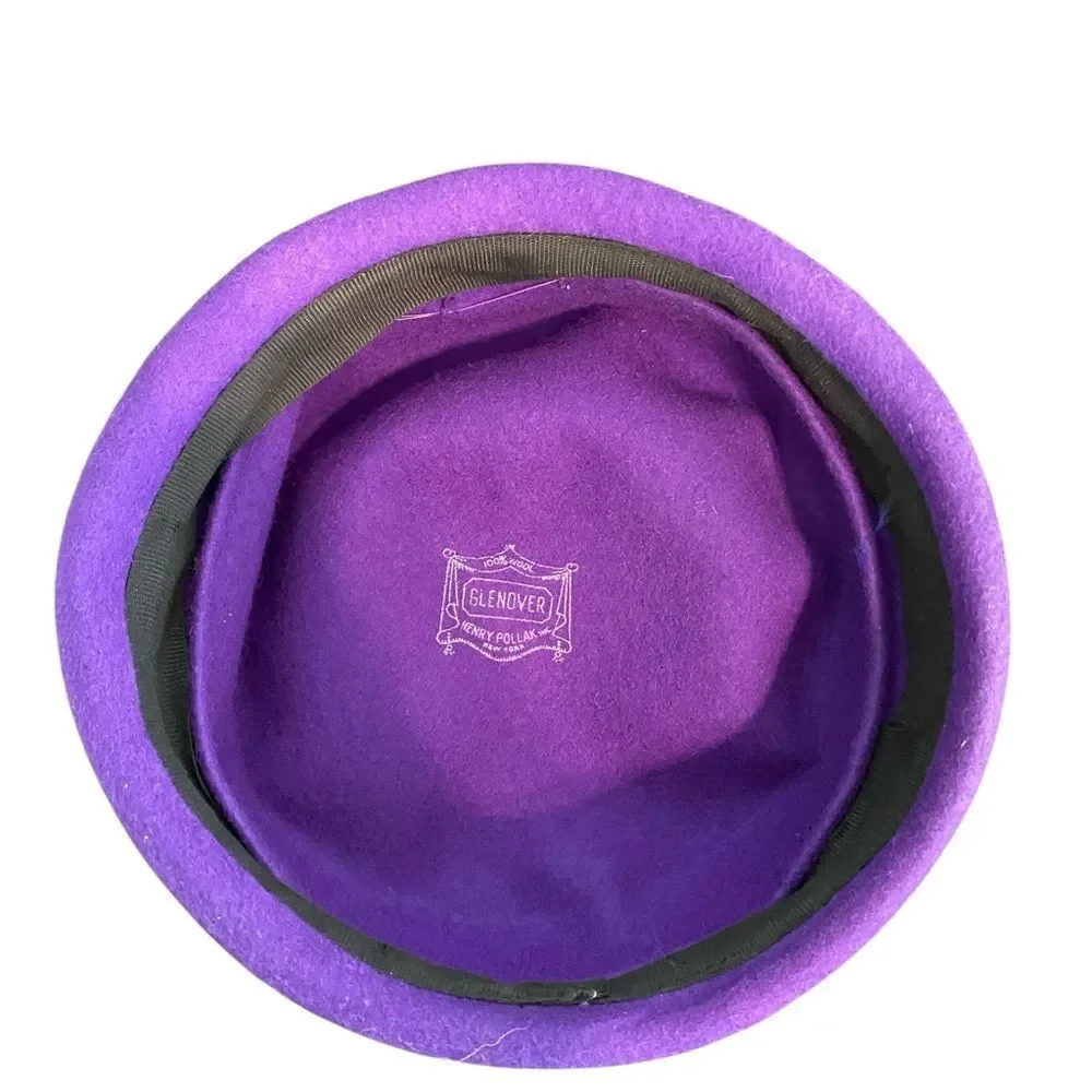 Vintage Glenover Henry Pollak Fascinator Purple Feathered Hat